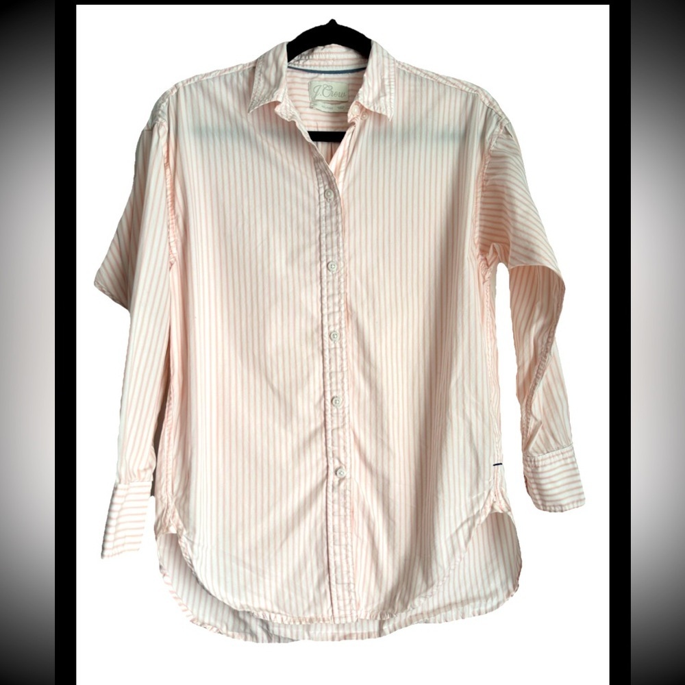 J. Crew Womans Pink Striped ButtonDown Relaxed Shirt Sz 00